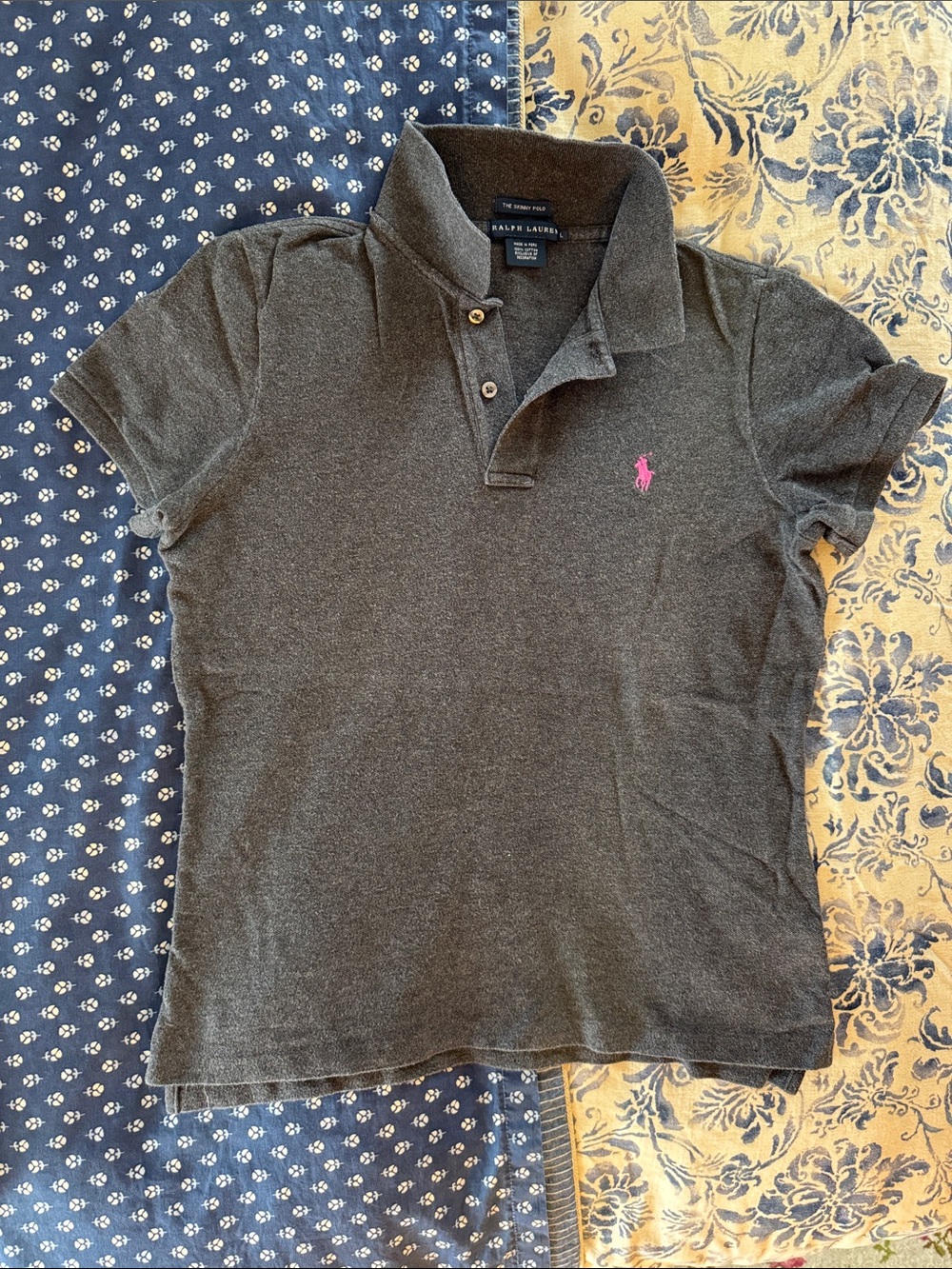 Ralph Lauren Vintage Charcoal Gray Skinny Polo